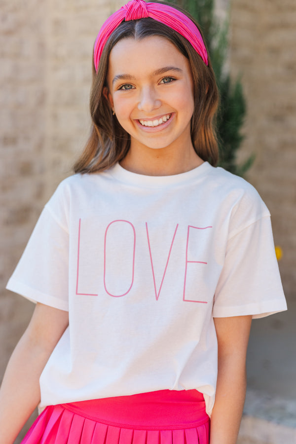 Girls: L-O-V-E White Graphic Tee