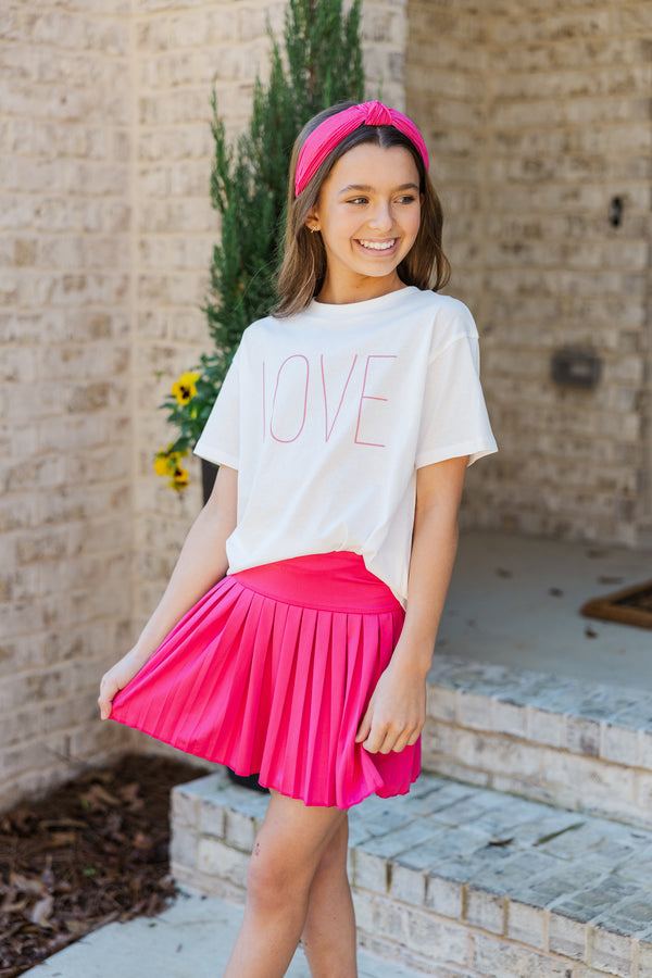 Girls: L-O-V-E White Graphic Tee