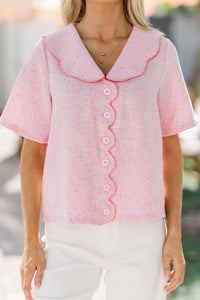 Big Dreams Pink Collared Blouse