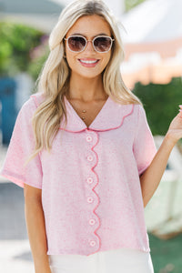 Big Dreams Pink Collared Blouse