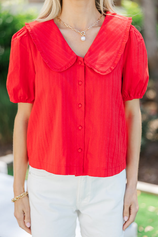 All Or Nothing Red Collared Blouse – Shop the Mint