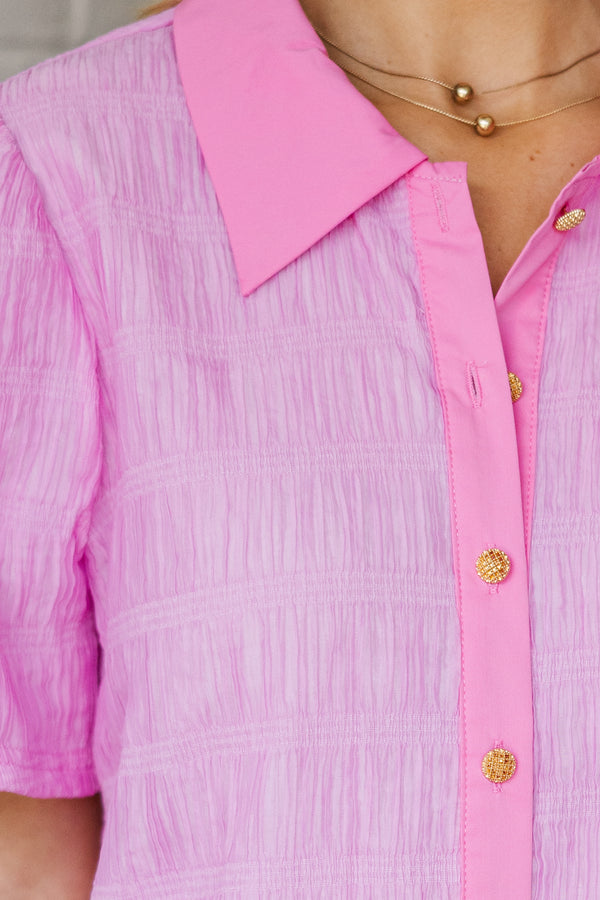 Classic Case Pink Textured Blouse