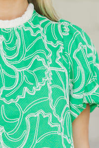 Above and Beyond Green Embroidered Top