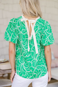 Above and Beyond Green Embroidered Top