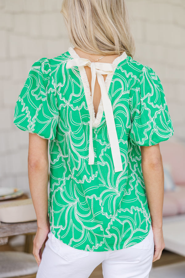 Above and Beyond Green Embroidered Top