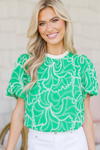 Above and Beyond Green Embroidered Top