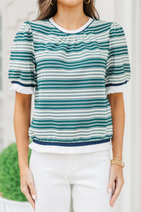 Stay the Course Green Striped Top
