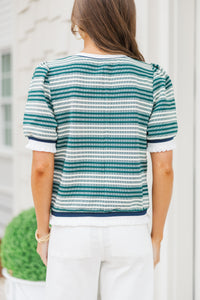 Stay the Course Green Striped Top