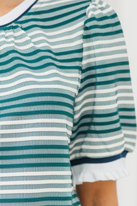 Stay the Course Green Striped Top
