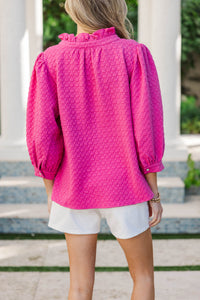 It's Up To You Fuchsia Textured Blouse