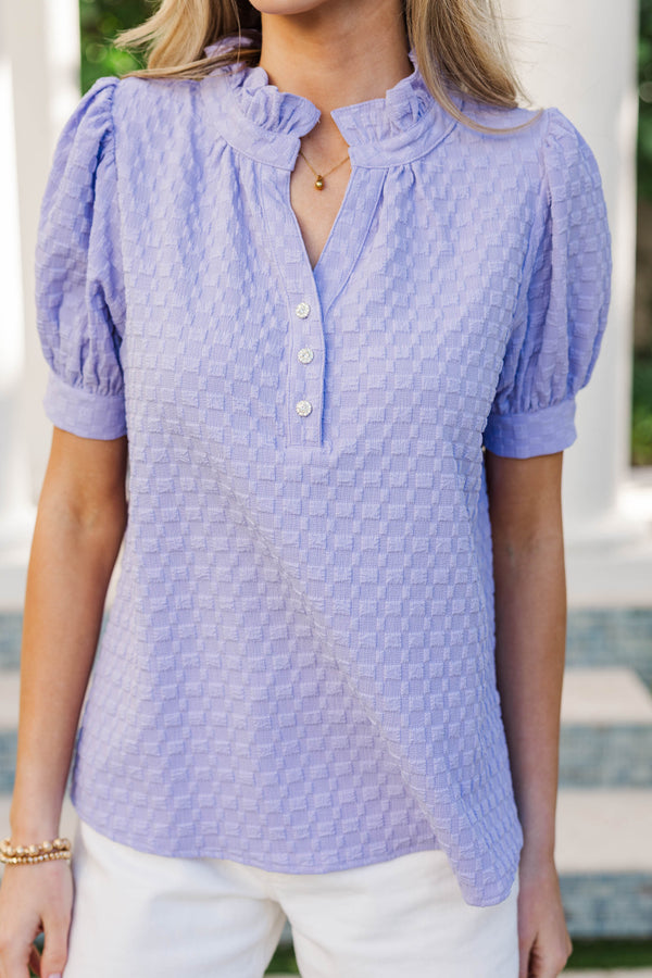 Up To You Lavender Textured Blouse