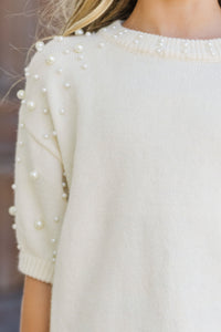 Girls: Tell Your Story Cream Embellished Sweater
