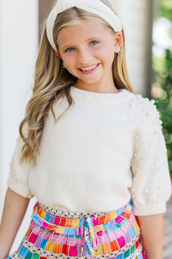 Girls: Tell Your Story Cream Embellished Sweater