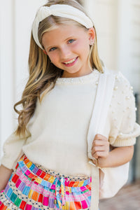 Girls: Tell Your Story Cream Embellished Sweater