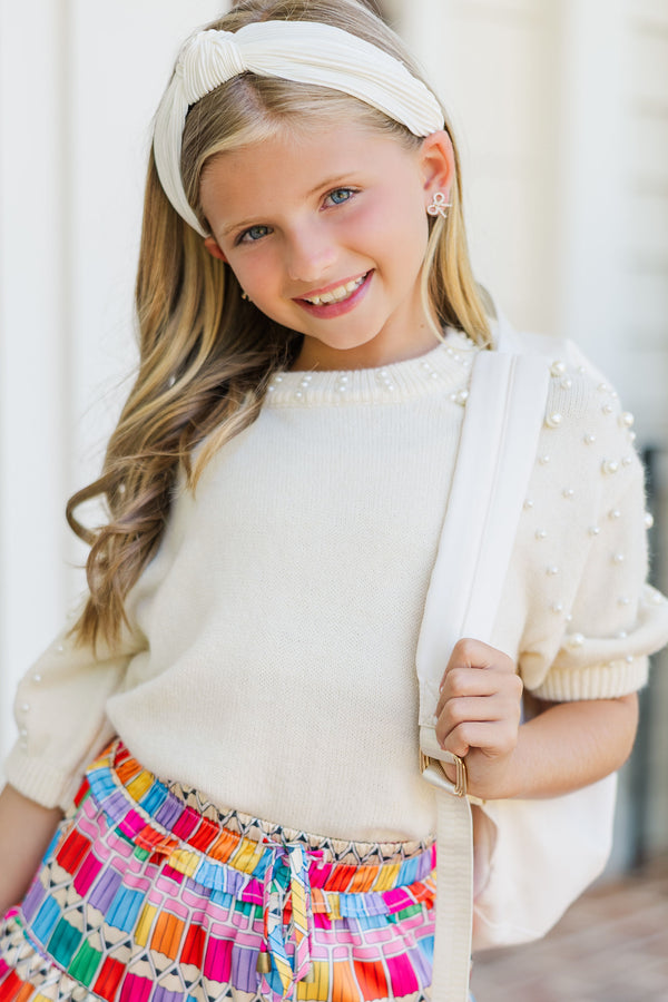 Girls: Tell Your Story Cream Embellished Sweater
