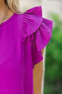 Time For Travel Purple Ruffled Top