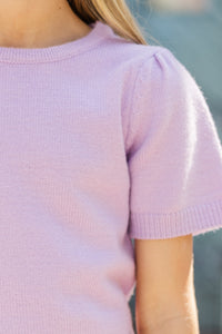 Girls: Work Of Art Lavender Purple Short Sleeve Sweater