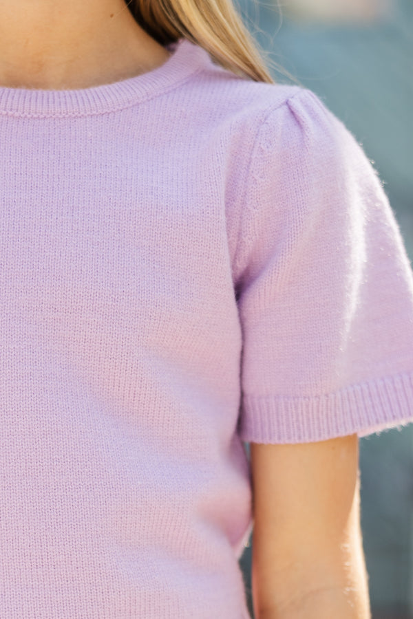 Girls: Work Of Art Lavender Purple Short Sleeve Sweater
