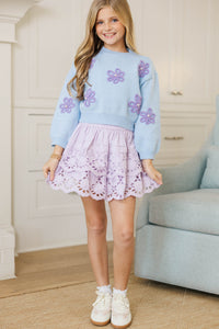 Girls: The Amelia Lavender Purple Eyelet Skort