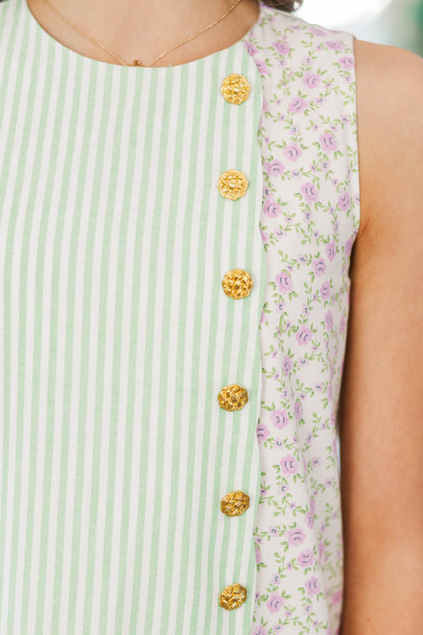 Girls: The Layla Sage Green Floral Dress