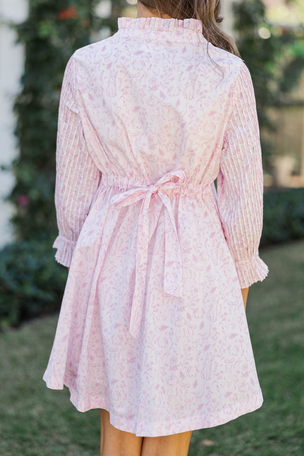 Girls: Under The Stars Pink Toile Tie Back Dress