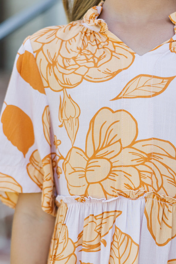 mustard yellow flower dress Girls: The Stephanie Mustard Yellow Floral Dress Shop the Mint