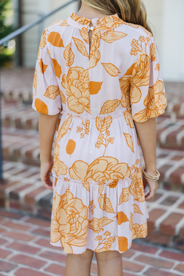 mustard yellow flower dress Yellow Floral Midi Dress With Waist