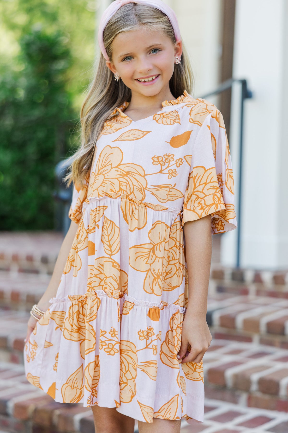 Girls: The Stephanie Mustard Yellow Floral Dress – Shop the Mint