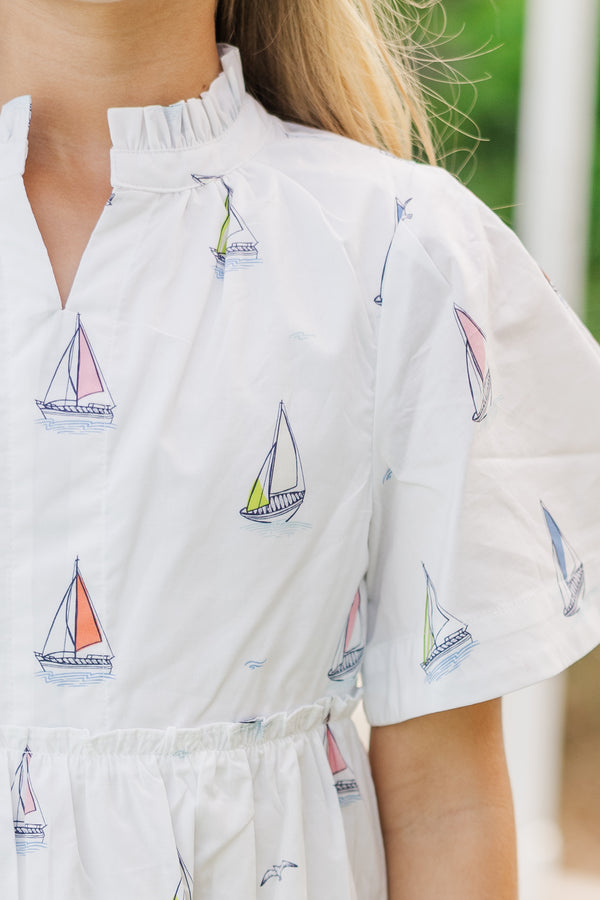 Lainey's Little Dress - Sarasota School of Fish With Worth Avenue White
