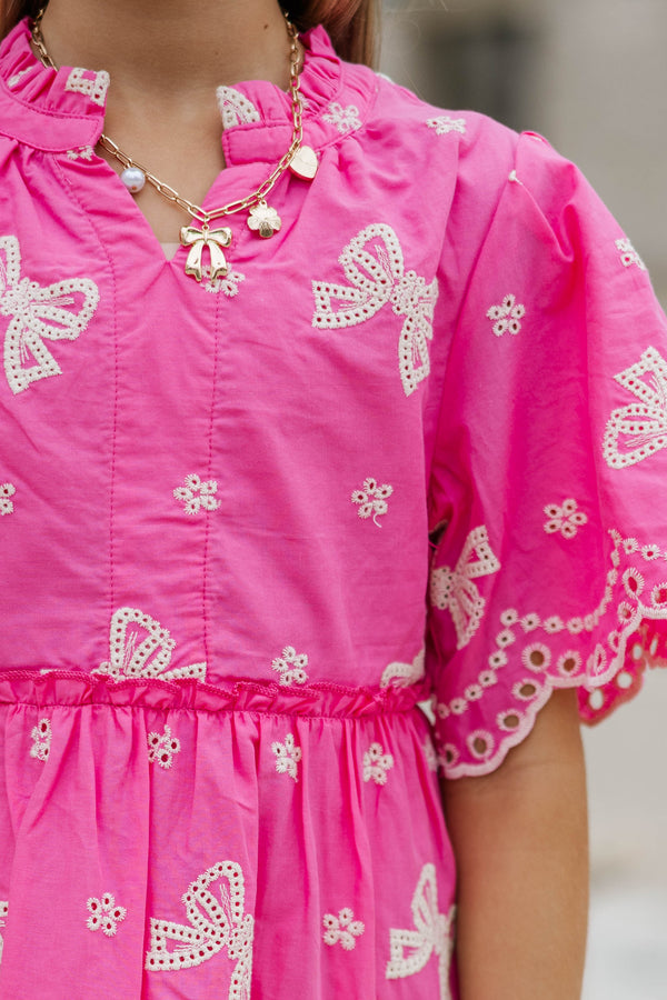 Girls: The Stephanie Fuchsia Pink Eyelet Dress