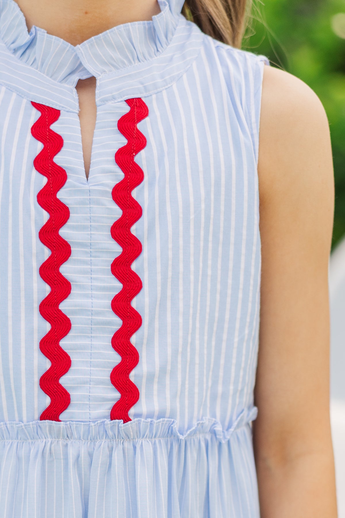 Rita Blue Pinstriped Mini Shirt Dress