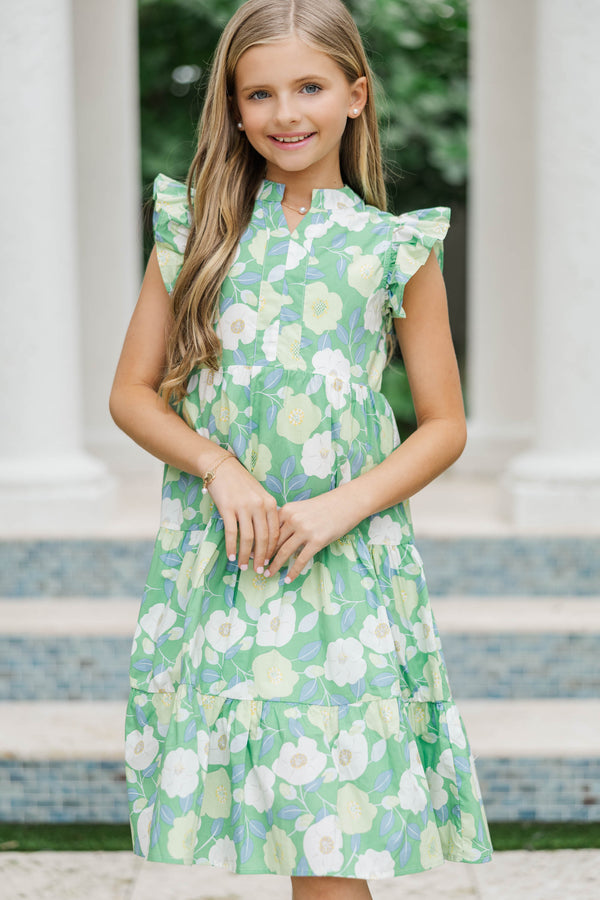 Girls: Make It Your Own Green Floral Midi Dress