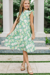 Girls: Make It Your Own Green Floral Midi Dress