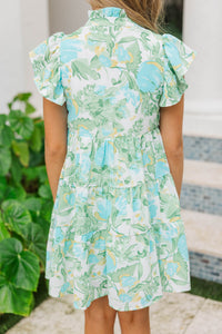 Girls: Real Love Green Abstract Floral Dress