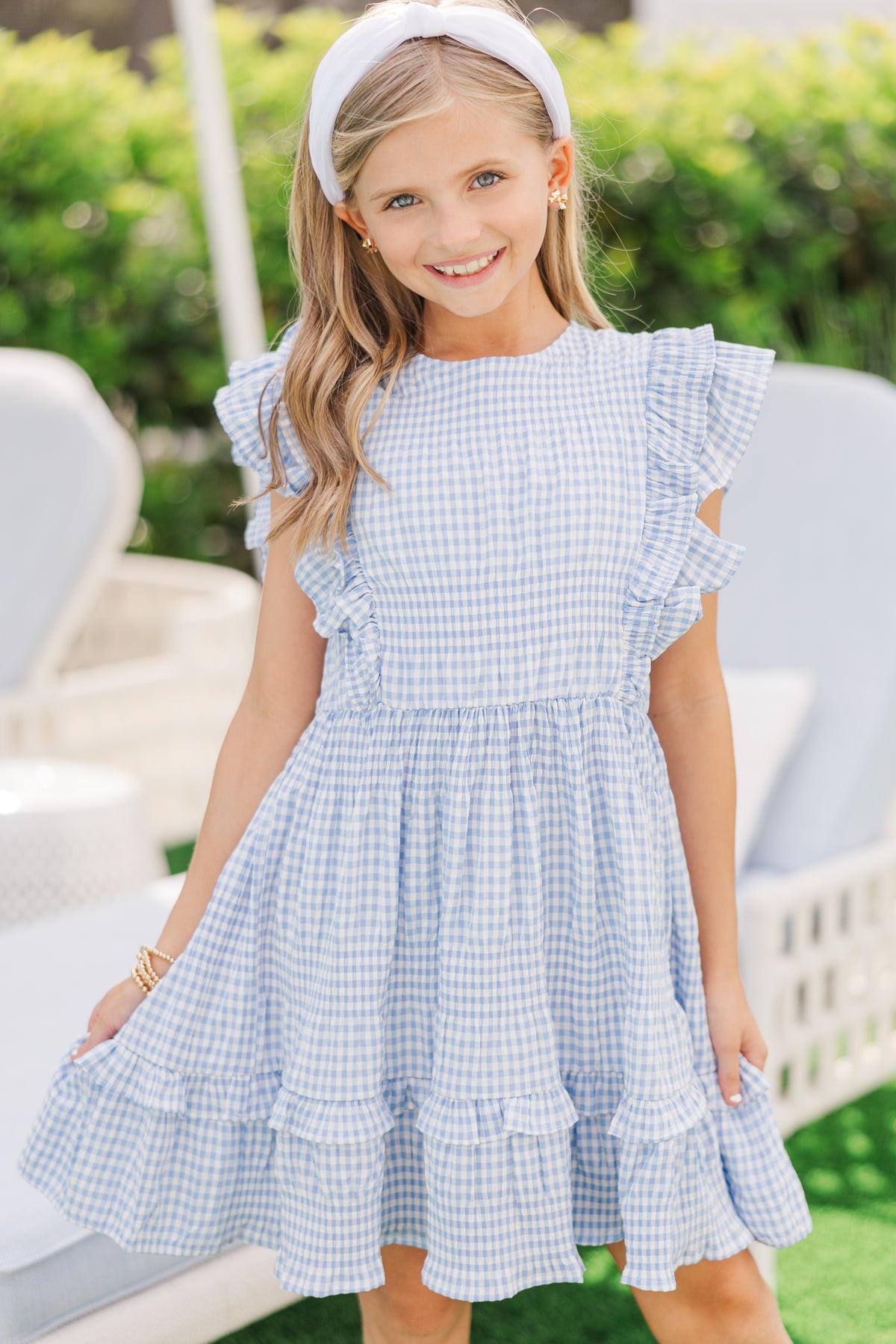Girls: Feminine Power Blue Gingham Dress Shop the Mint Girls: Feminine Power Blue Gingham Dress Shop the Mint