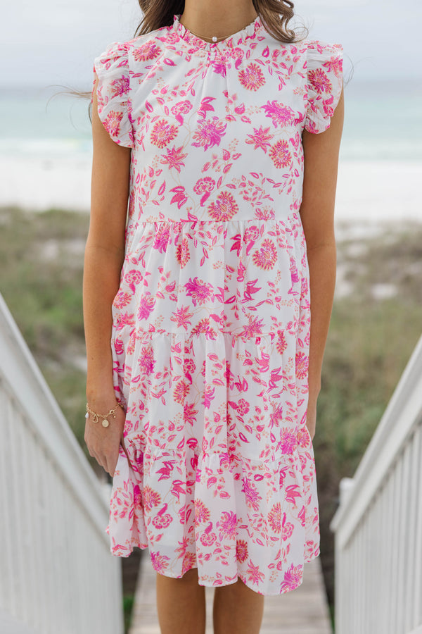 Girls: Speak Your Mind Pink Ditsy Floral Midi Dress