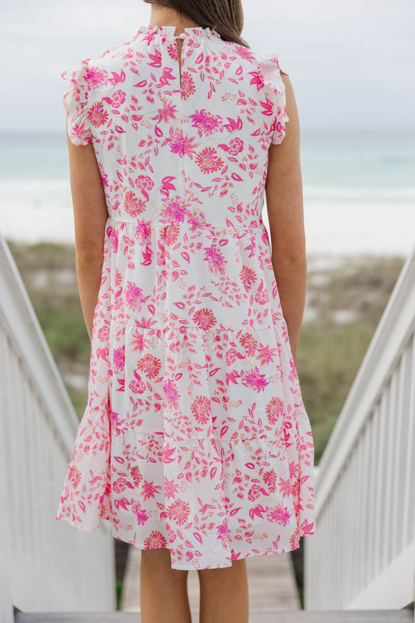 Girls: Speak Your Mind Pink Ditsy Floral Midi Dress