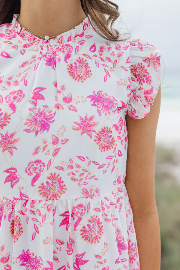 Girls: Speak Your Mind Pink Ditsy Floral Midi Dress