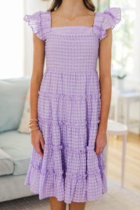 Girls: Think About It Lavender Textured Midi Dress