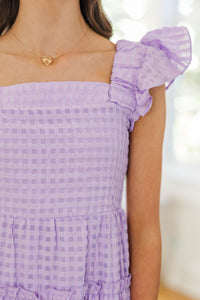 Girls: Think About It Lavender Textured Midi Dress