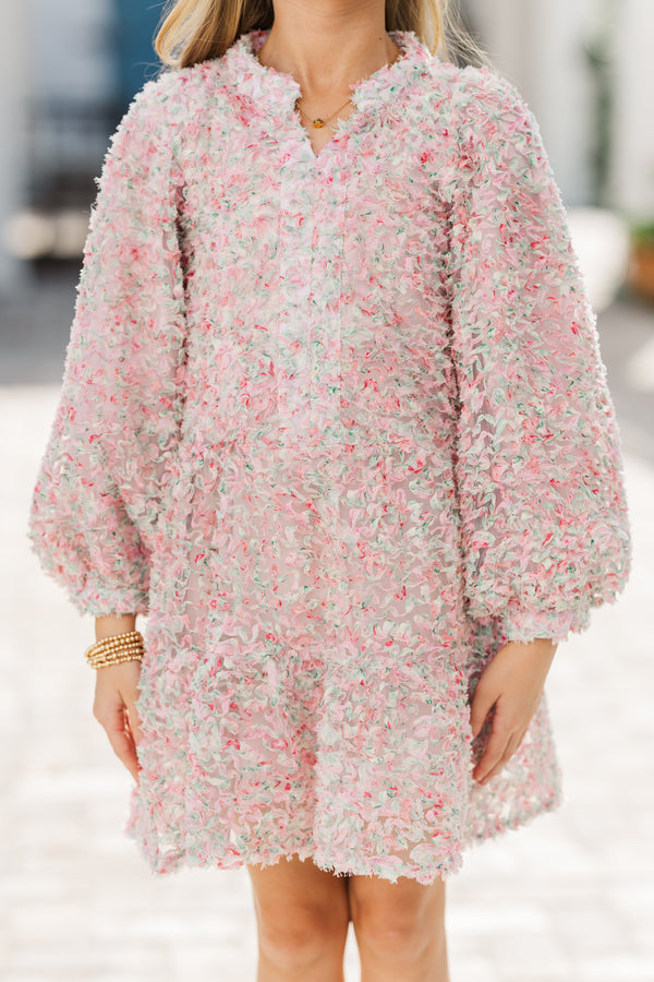 Girls: Always On My Mind Pink Textured Babydoll Dress