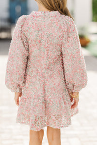 Girls: Always On My Mind Pink Textured Babydoll Dress