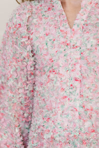 Girls: Always On My Mind Pink Textured Babydoll Dress