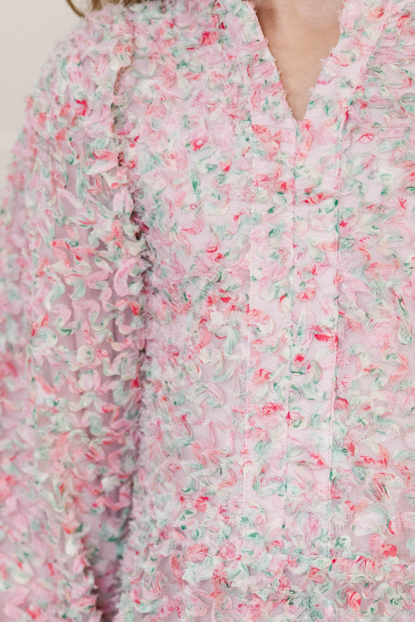 Girls: Always On My Mind Pink Textured Babydoll Dress