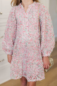 Girls: Always On My Mind Pink Textured Babydoll Dress