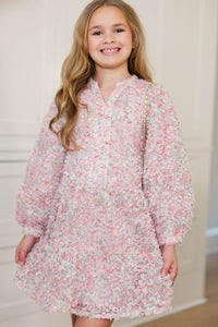 Girls: Always On My Mind Pink Textured Babydoll Dress