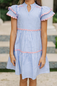 Girls: Come For It Blue Striped Babydoll Dress