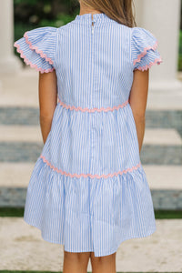 Girls: Come For It Blue Striped Babydoll Dress