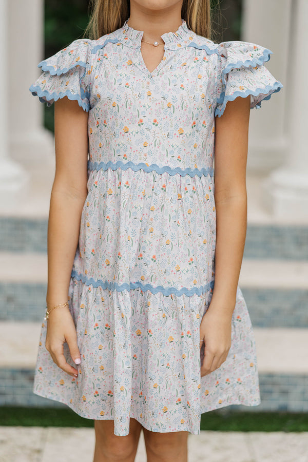 Girls: Come For It Blush Pink Ditsy Floral Babydoll Dress