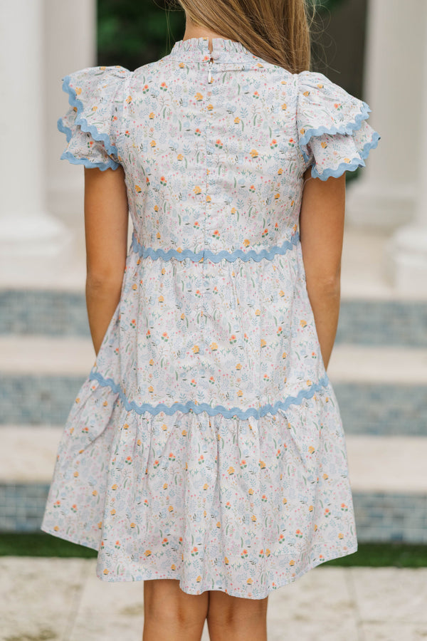 Girls: Come For It Blush Pink Ditsy Floral Babydoll Dress